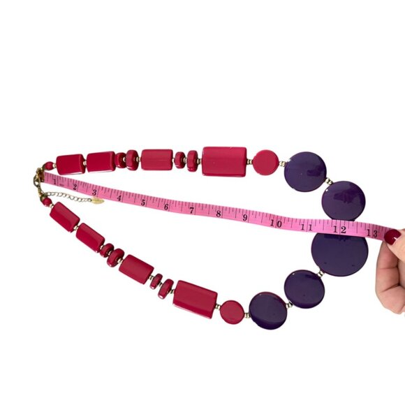 VTG COLDWATER CREEK LUCITE NECKLACE RETRO PINK PURPLE CIRCLES THICK DISCS 1990S - Picture 4 of 6